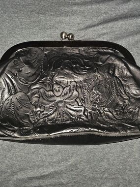 Black Embossed Leather Patricia Nash Bag